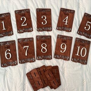 Wooden Table Number Set with White Numbers